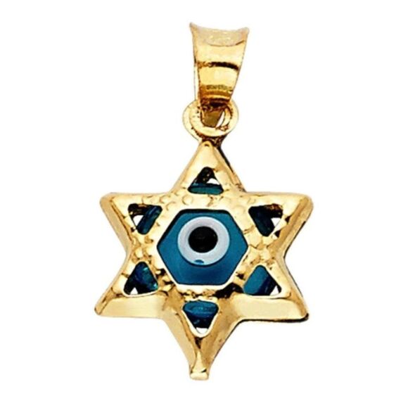 14k Real Yellow Gold Evil Eye Star Charm Pendant | evil eye charm | Git | - Picture 4 of 4